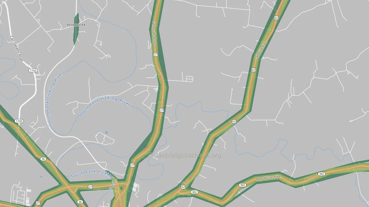 Connersville, KY Map of Noise Levels in Connersville