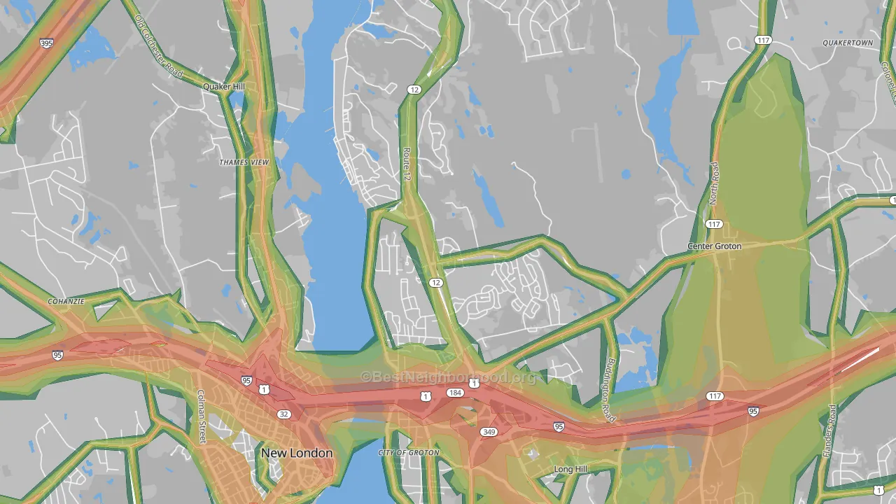 Conning Towers Nautilus Park, CT Map of Noise Levels in Conning Towers Nautilus Park