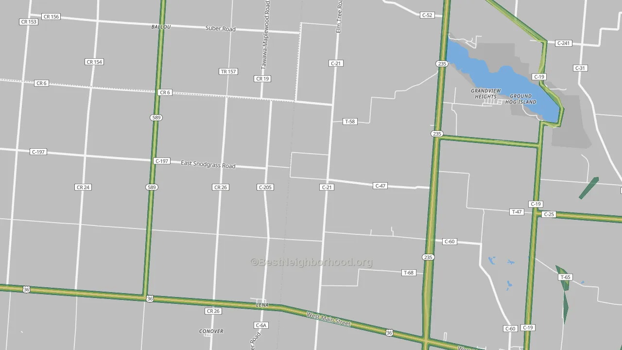 Conover, OH Map of Noise Levels in Conover