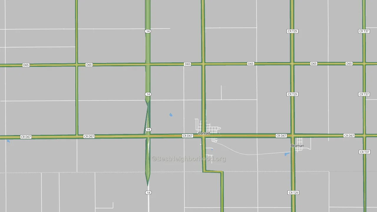 Conrad, IA Map of Noise Levels in Conrad