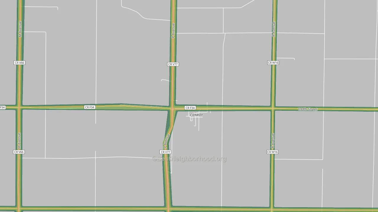 Conroy, IA Map of Noise Levels in Conroy