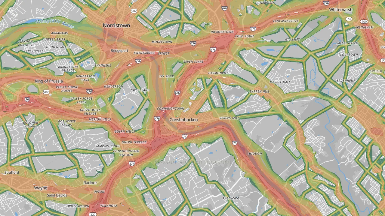 Conshohocken, PA Map of Noise Levels in Conshohocken