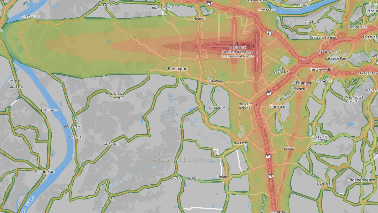 Constance, KY Map of Noise Levels in Constance