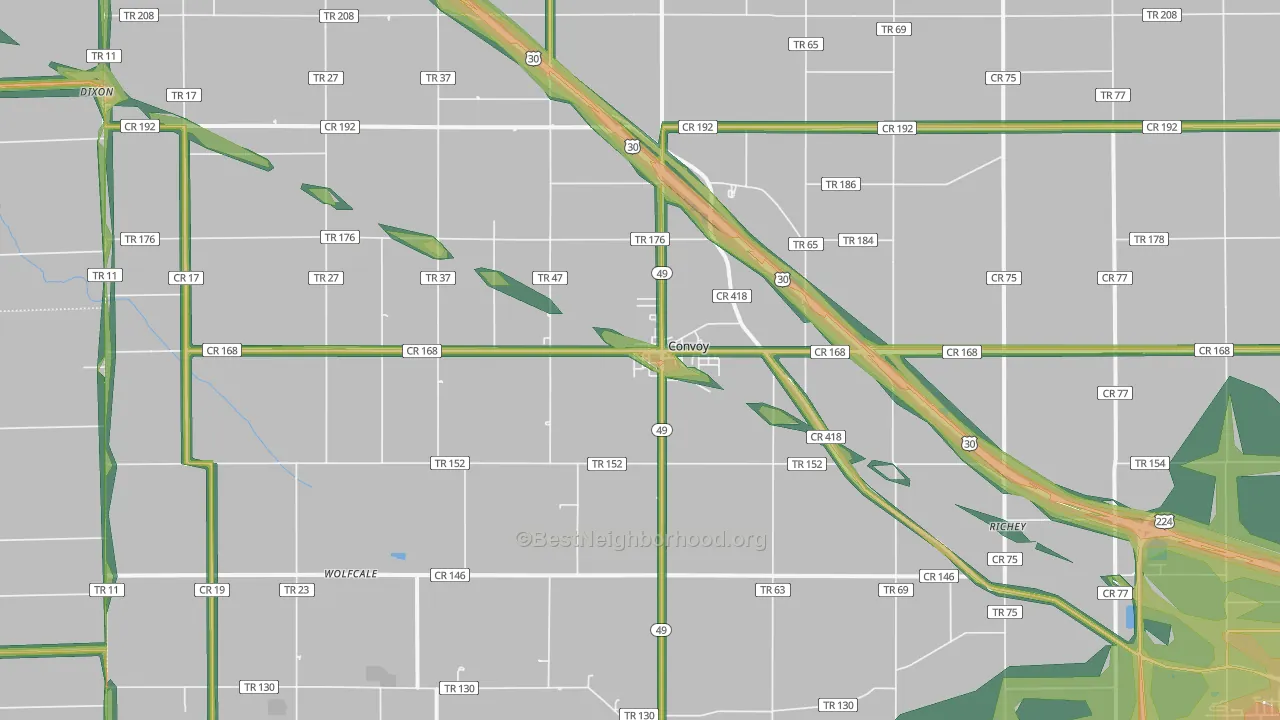 Convoy, OH Map of Noise Levels in Convoy