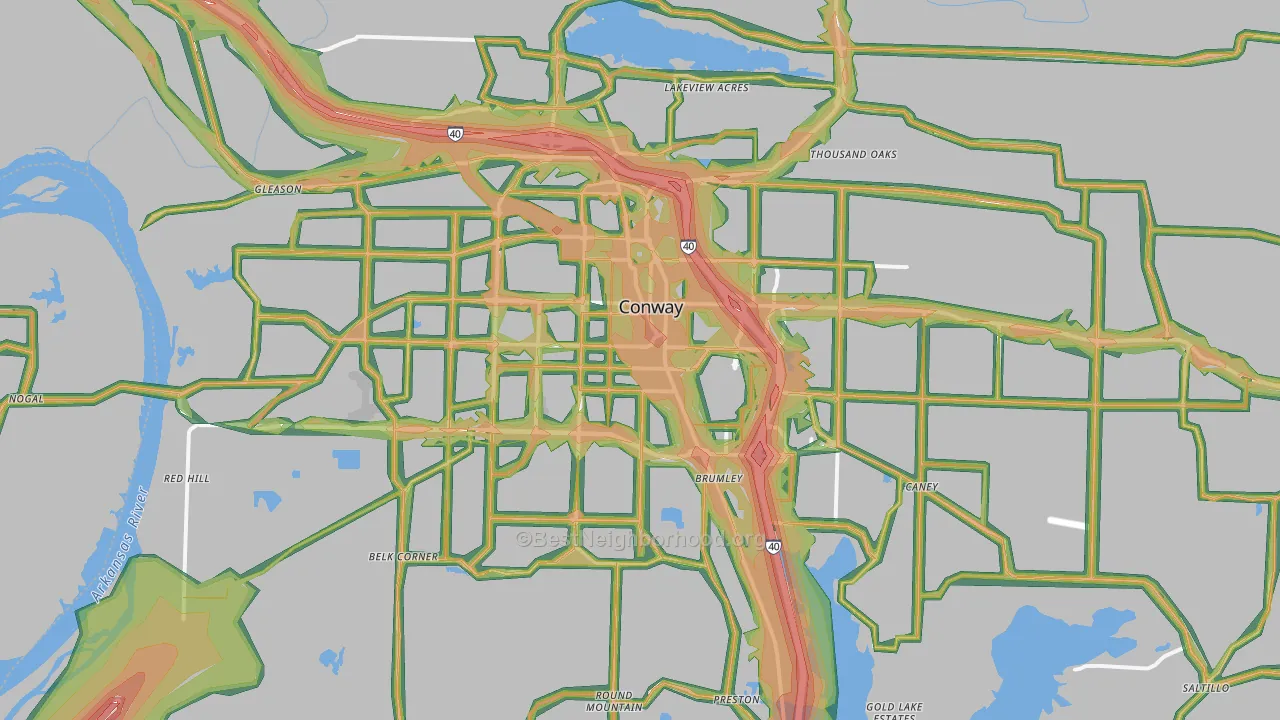 Conway, AR Map of Noise Levels in Conway