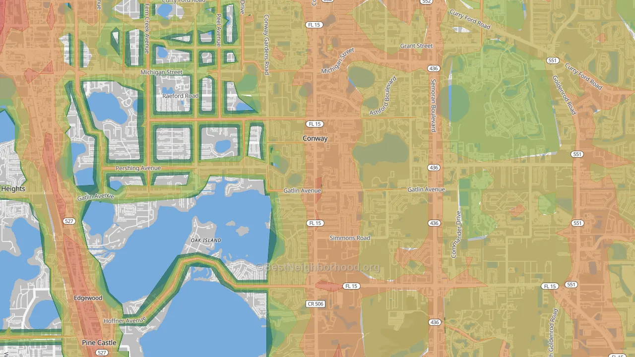 Conway, FL Map of Noise Levels in Conway