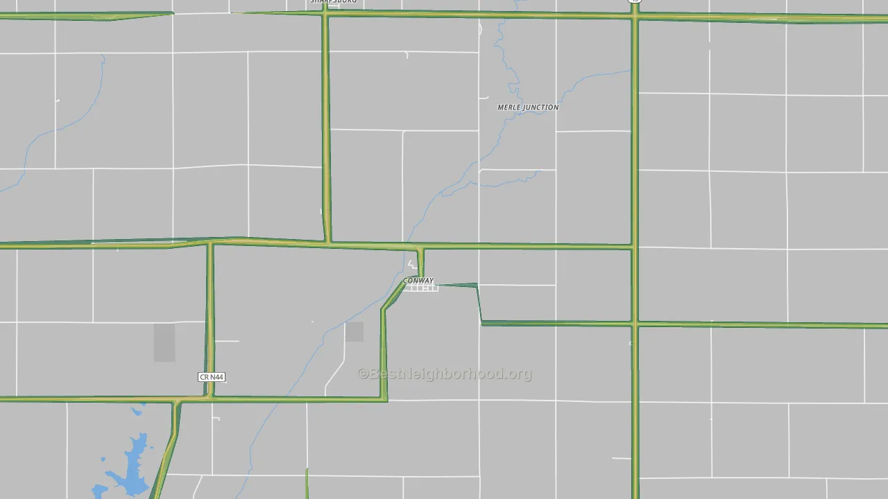 Conway, IA Map of Noise Levels in Conway