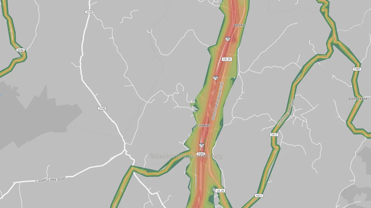 Conway, KY Map of Noise Levels in Conway