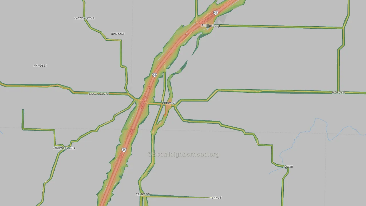Conway, MO Map of Noise Levels in Conway