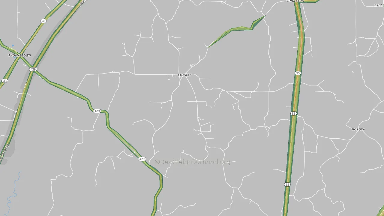 Conway, MS Map of Noise Levels in Conway