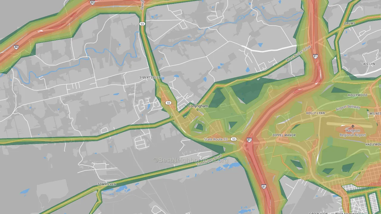 Conyngham, PA Map of Noise Levels in Conyngham