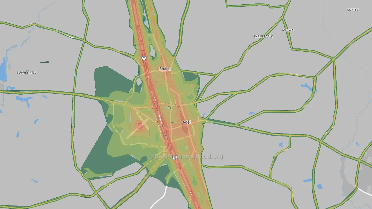 Cook County, GA Map of Noise Levels in Cook County
