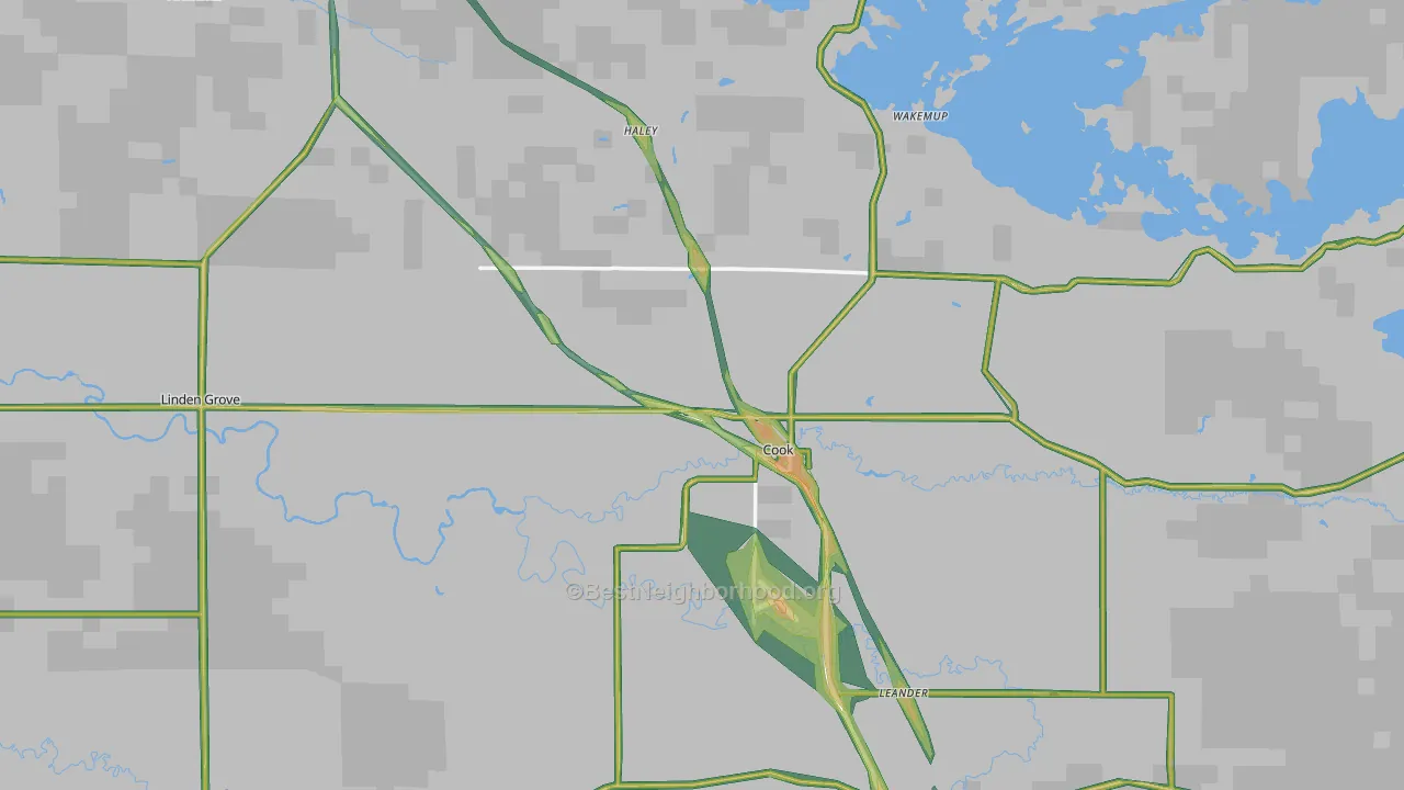 Cook, MN Map of Noise Levels in Cook