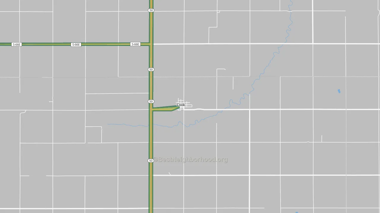 Cook, NE Map of Noise Levels in Cook