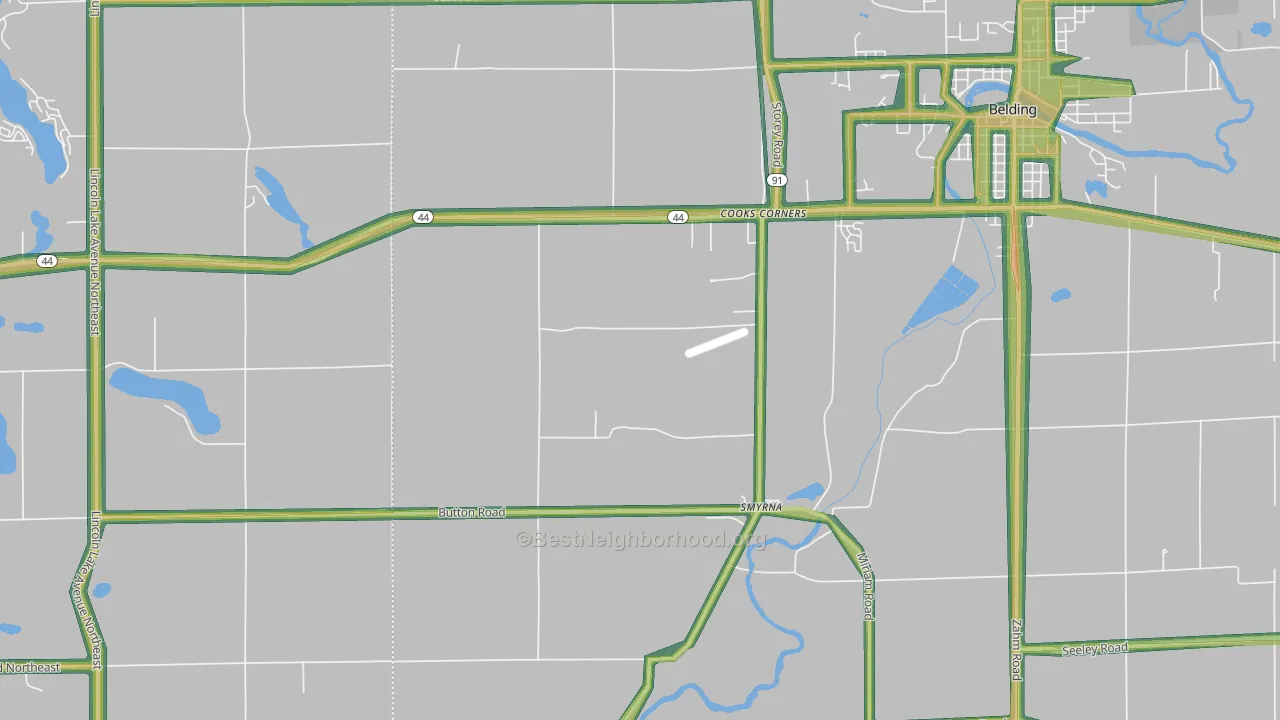 Cooks Corners, MI Map of Noise Levels in Cooks Corners
