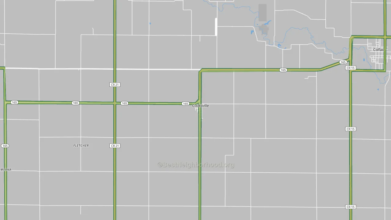 Cooksville, IL Map of Noise Levels in Cooksville