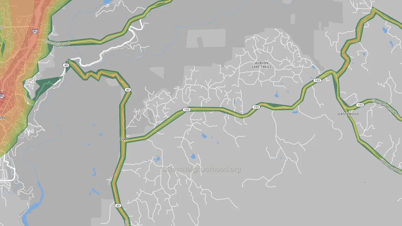 Cool, CA Map of Noise Levels in Cool