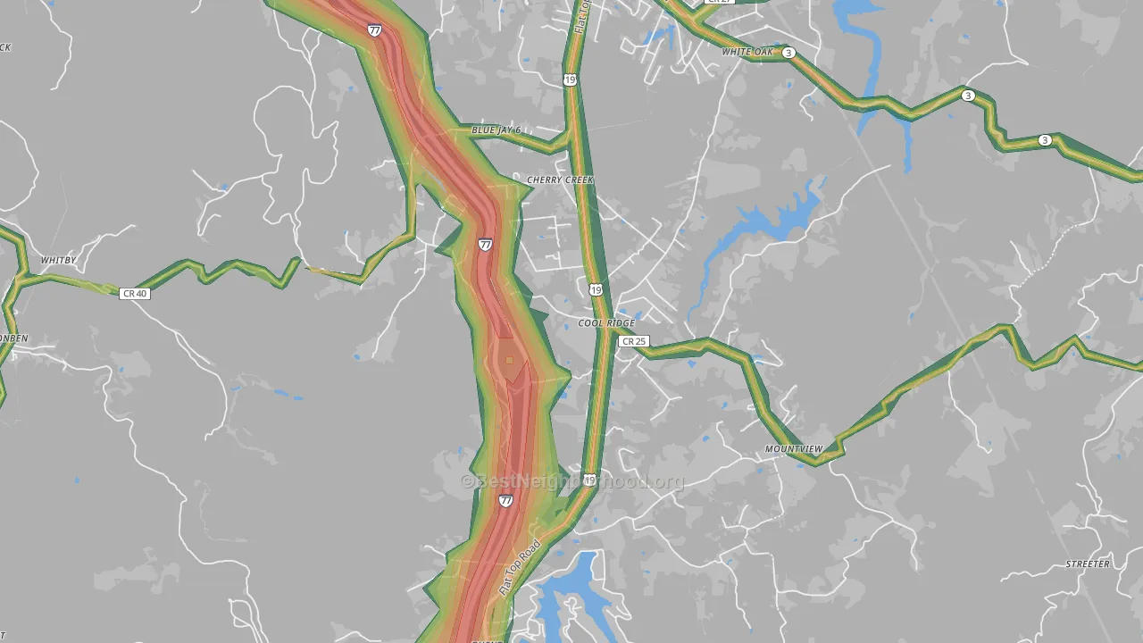 Cool Ridge, WV Map of Noise Levels in Cool Ridge