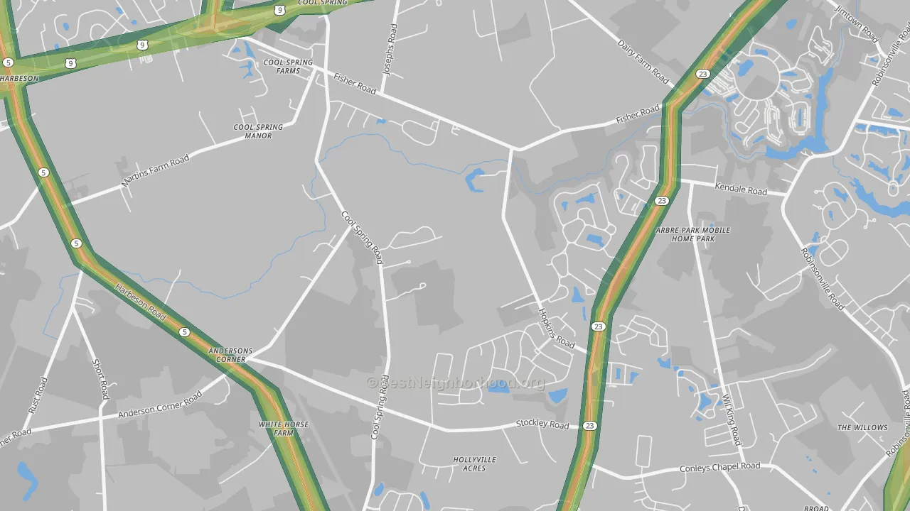 Cool Spring, DE Map of Noise Levels in Cool Spring