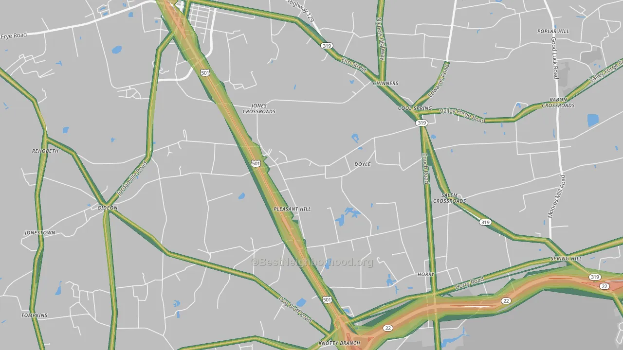 Cool Spring, SC Map of Noise Levels in Cool Spring
