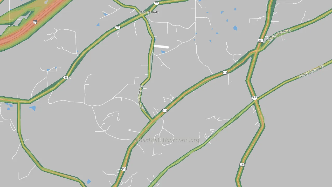 Cool Springs, AL Map of Noise Levels in Cool Springs