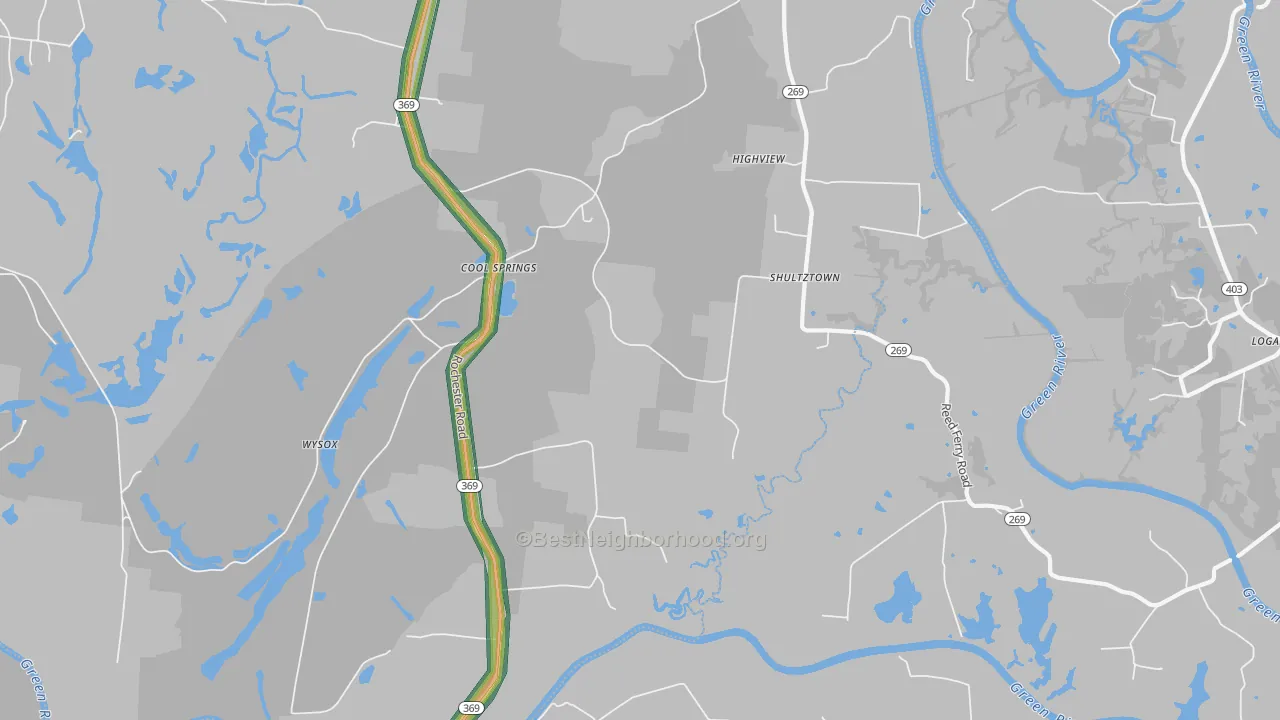 Cool Springs, KY Map of Noise Levels in Cool Springs