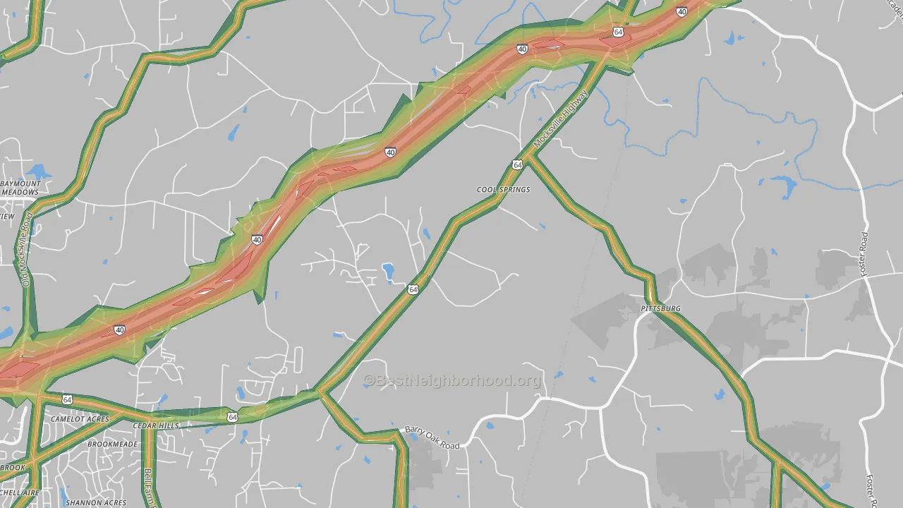 Cool Springs, NC Map of Noise Levels in Cool Springs