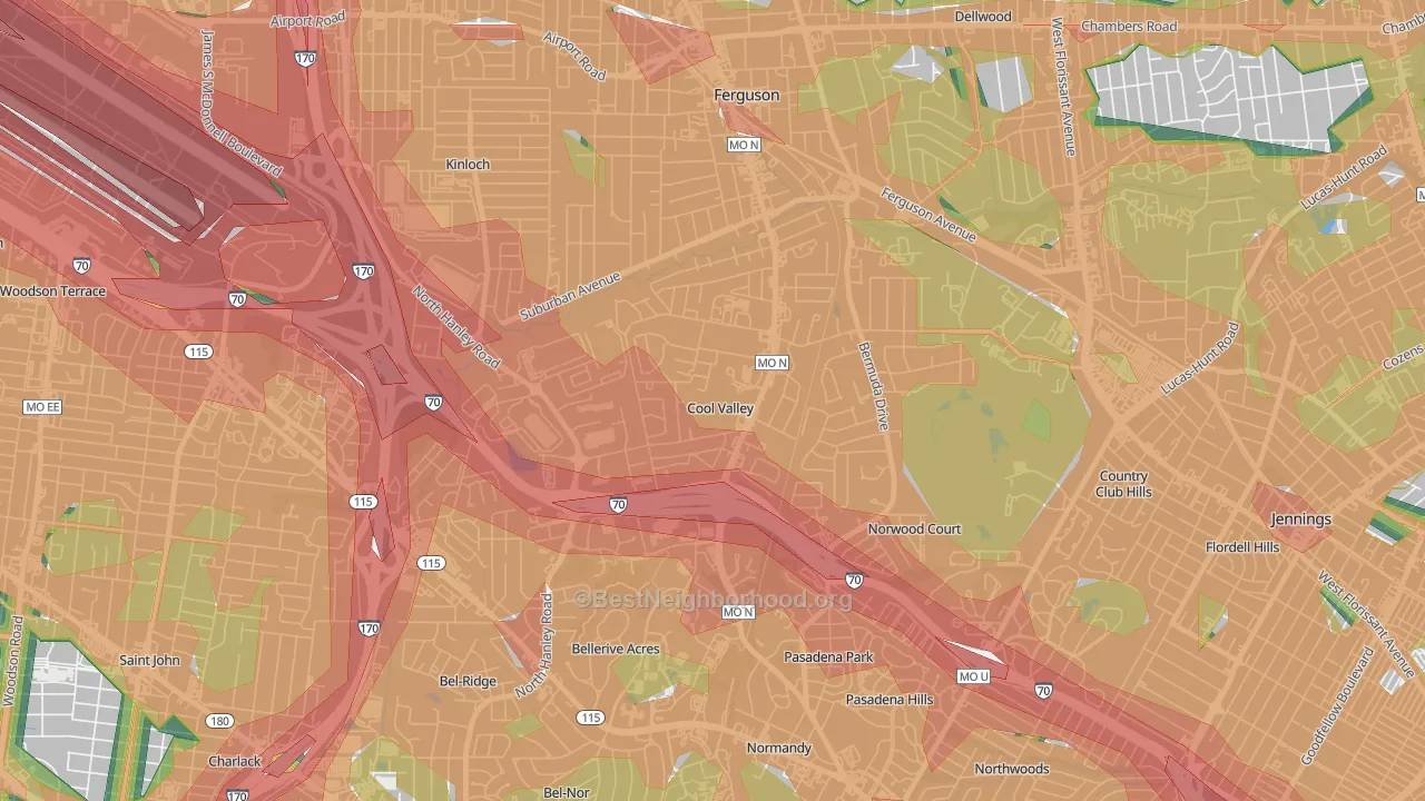 Cool Valley, MO Map of Noise Levels in Cool Valley
