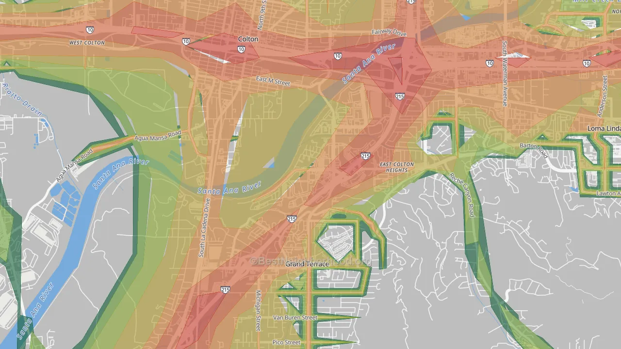 Cooley Ranch, Colton, CA Map of Noise Levels in Cooley Ranch