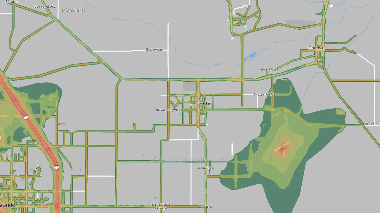 Coolidge, AZ Map of Noise Levels in Coolidge
