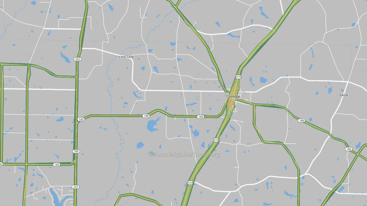Coolidge, GA Map of Noise Levels in Coolidge