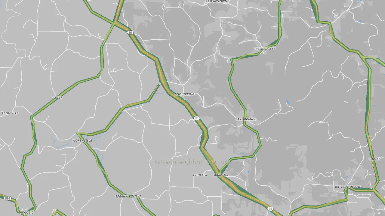 Coolspring, PA Map of Noise Levels in Coolspring