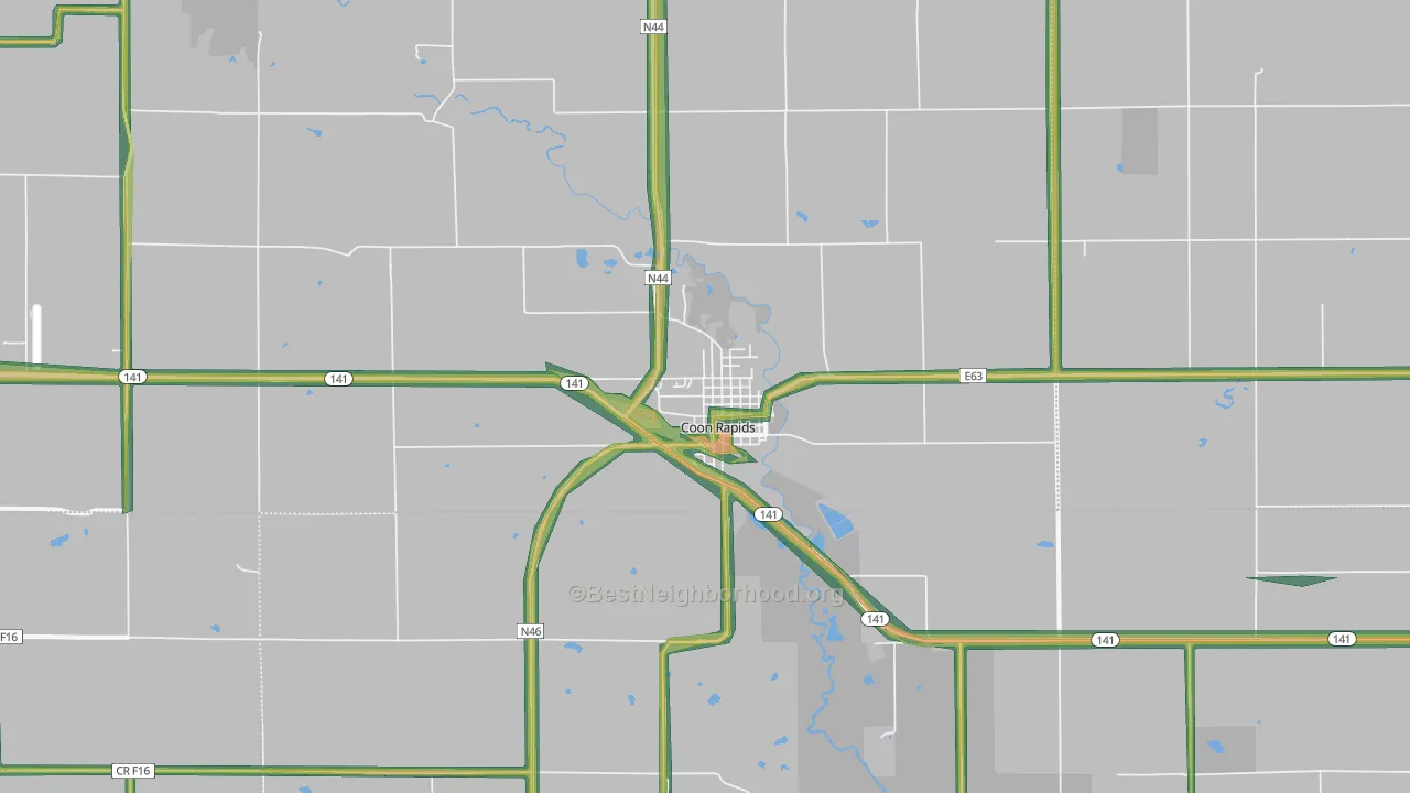 Coon Rapids, IA Map of Noise Levels in Coon Rapids