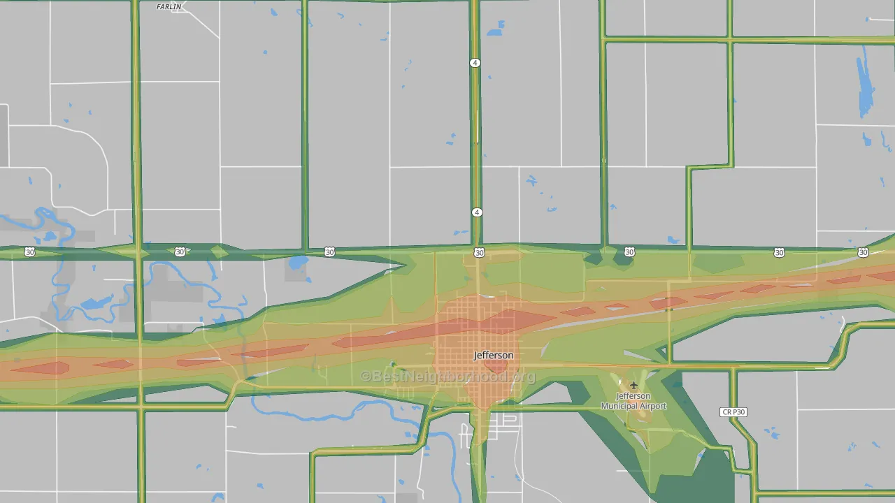 Cooper, IA Map of Noise Levels in Cooper