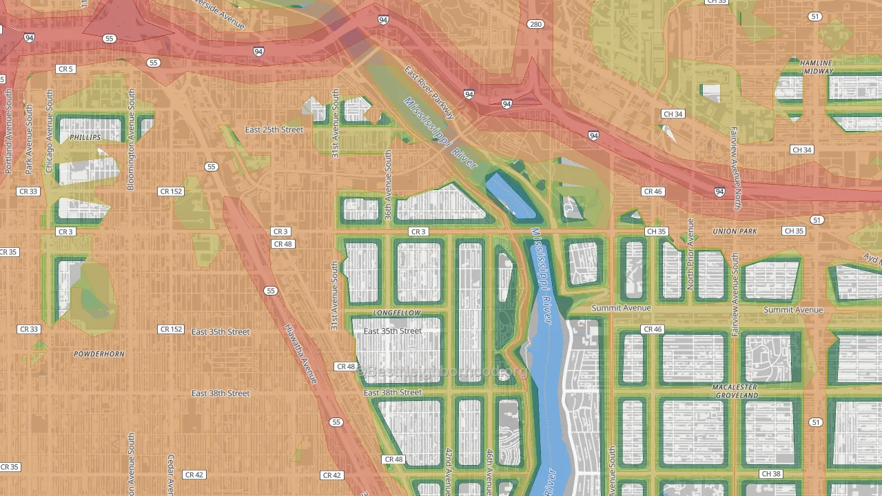 Cooper, Minneapolis, MN Map of Noise Levels in Cooper