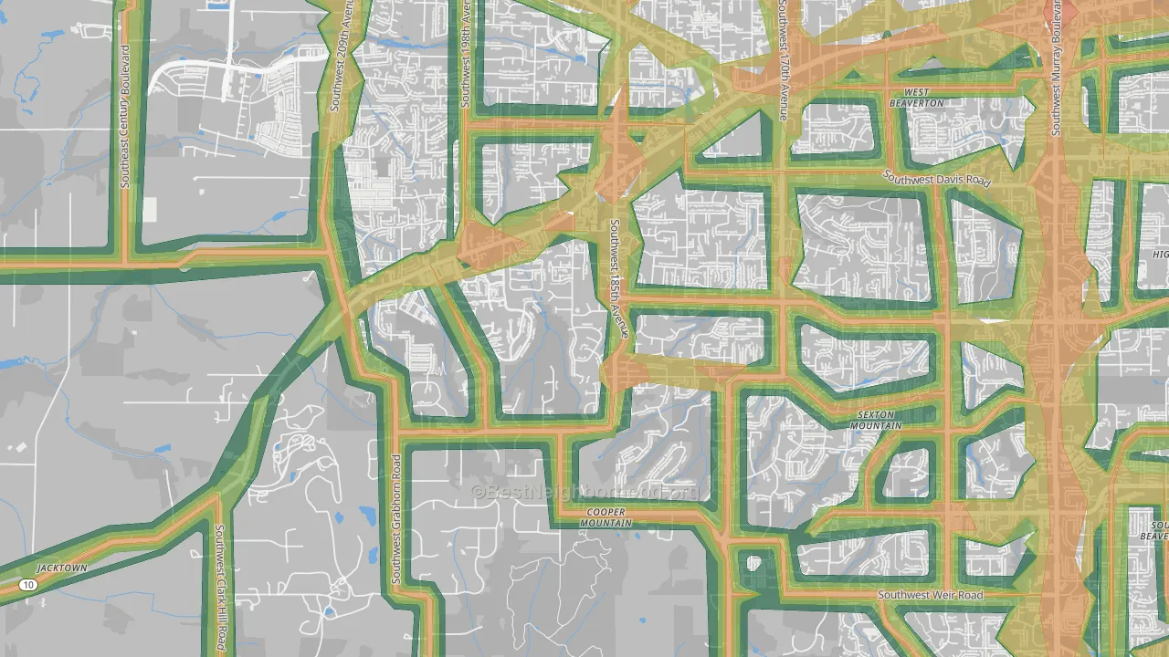 Cooper Mountain Aloha South, Beaverton, OR Map of Noise Levels in Cooper Mountain Aloha South