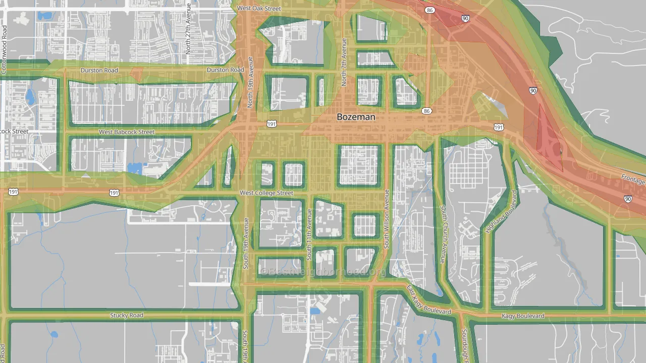 Cooper Park, Bozeman, MT Map of Noise Levels in Cooper Park