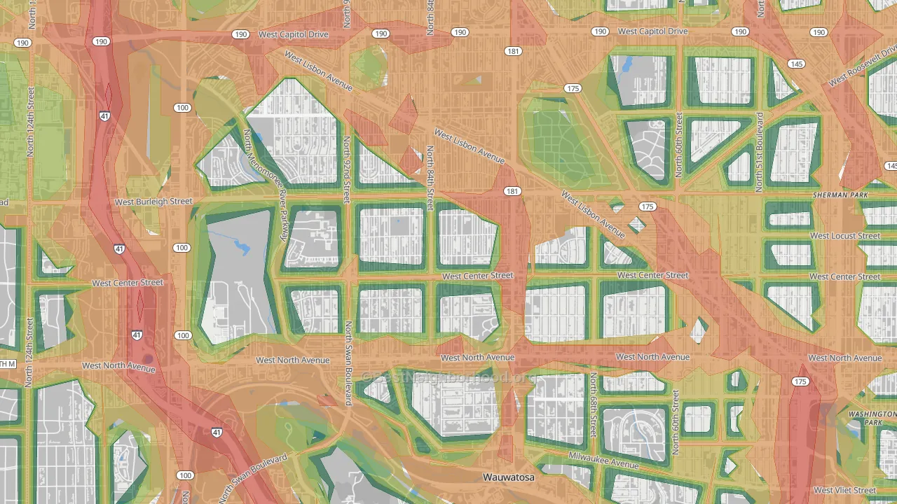 Cooper Park, Milwaukee, WI Map of Noise Levels in Cooper Park