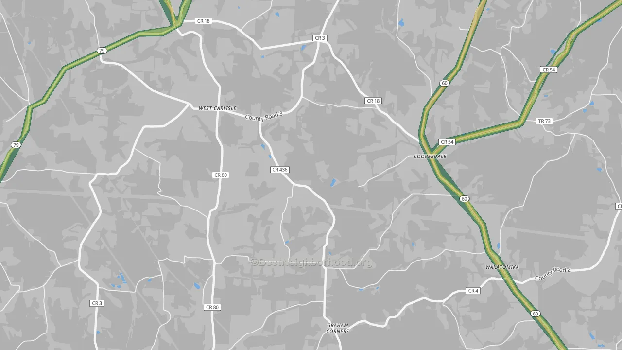 Cooperdale, OH Map of Noise Levels in Cooperdale