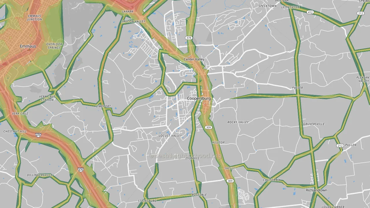 Coopersburg, PA Map of Noise Levels in Coopersburg
