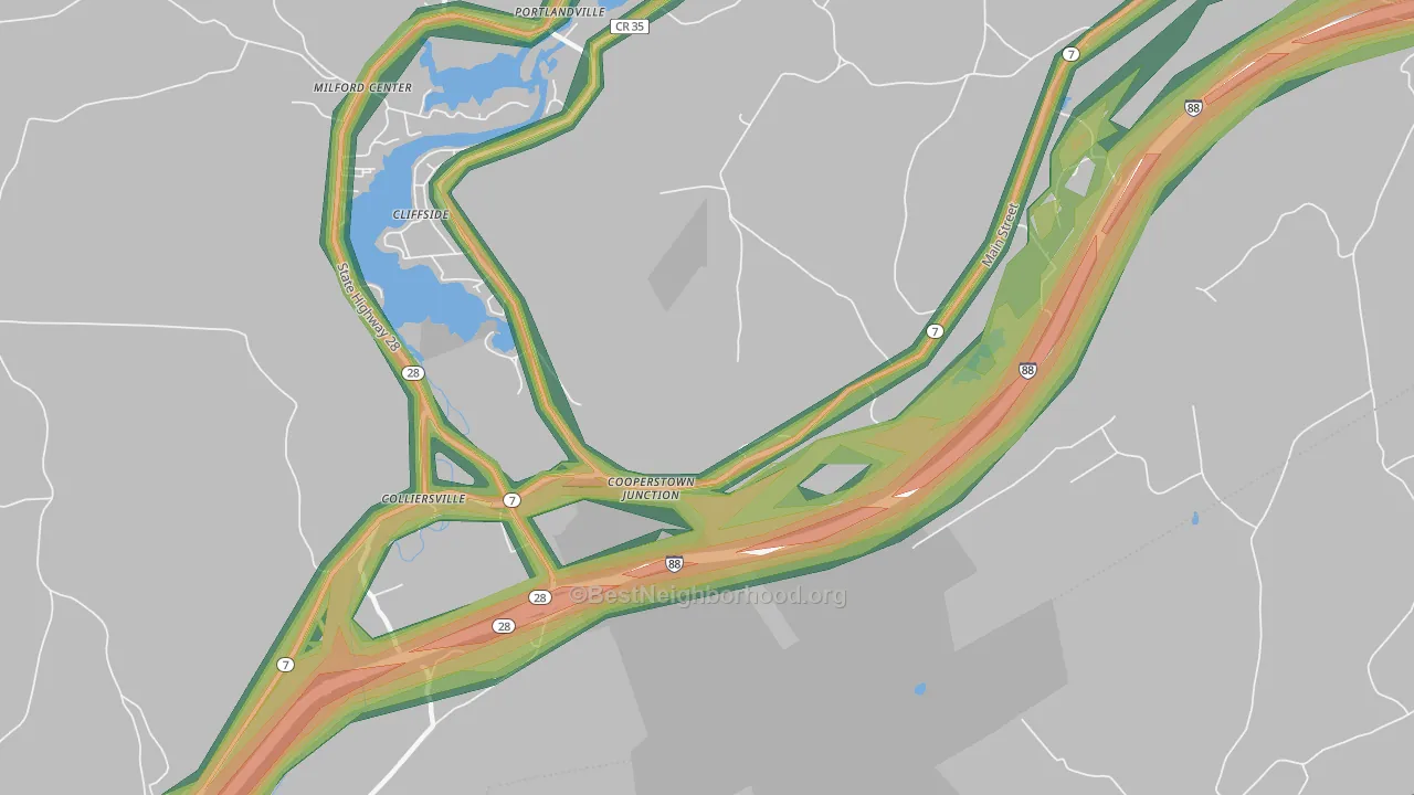 Cooperstown Junction, NY Map of Noise Levels in Cooperstown Junction