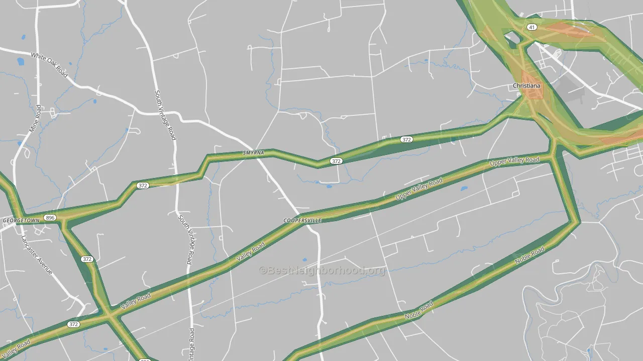 Coopersville, PA Map of Noise Levels in Coopersville