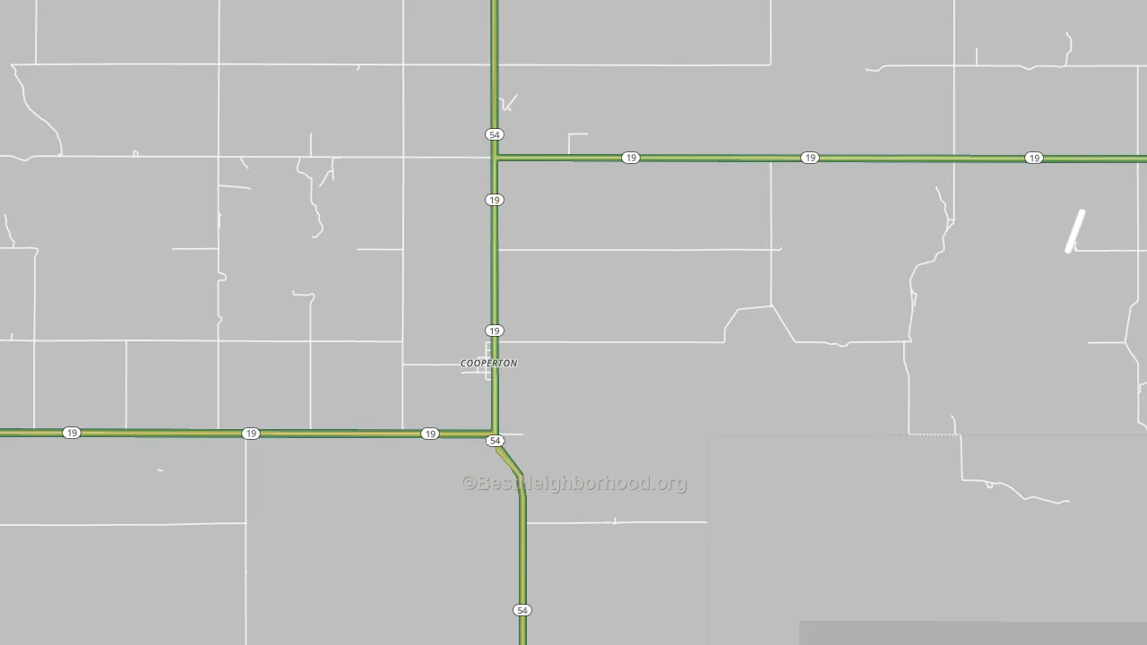 Cooperton, OK Map of Noise Levels in Cooperton
