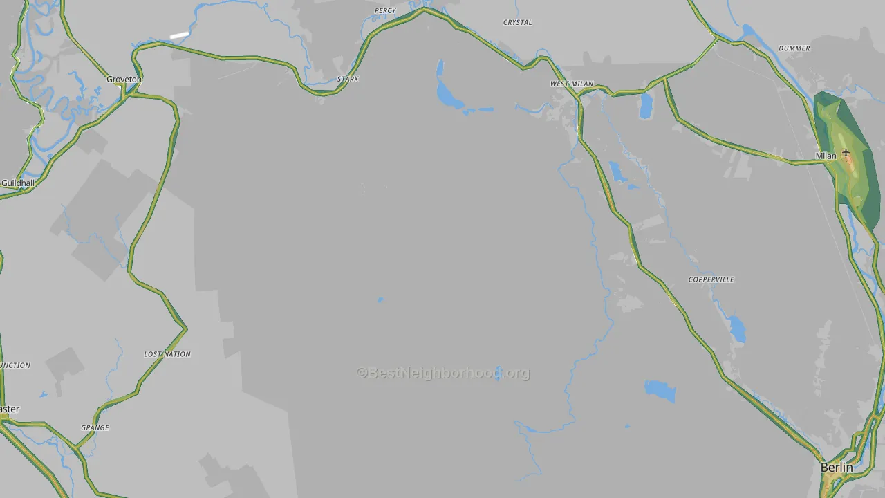 Coos County, NH Map of Noise Levels in Coos County