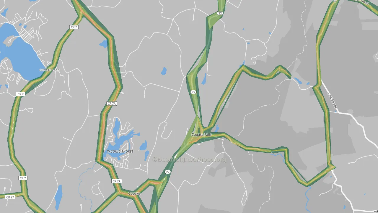 Copake Falls, NY Map of Noise Levels in Copake Falls