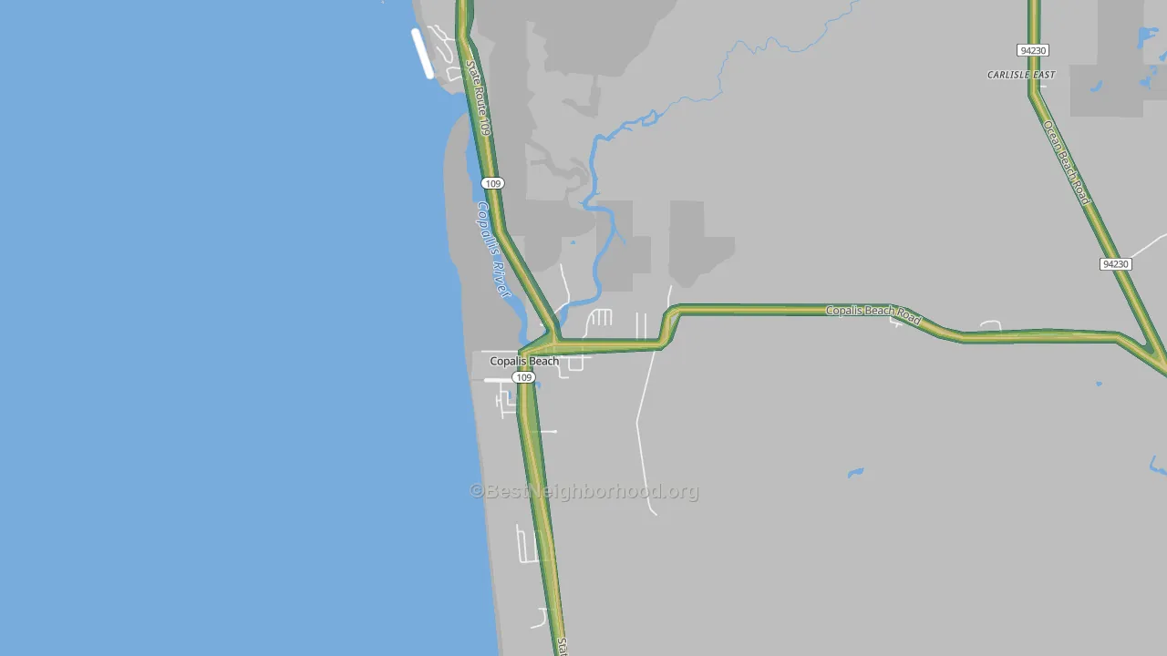 Copalis Beach, WA Map of Noise Levels in Copalis Beach