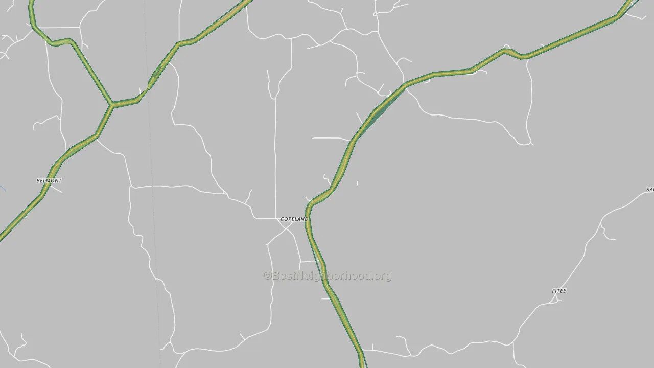 Copeland, AL Map of Noise Levels in Copeland
