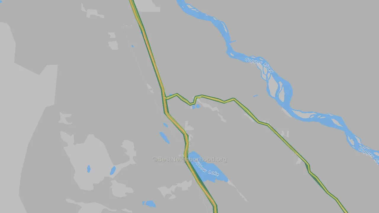 Copper Center, AK Map of Noise Levels in Copper Center
