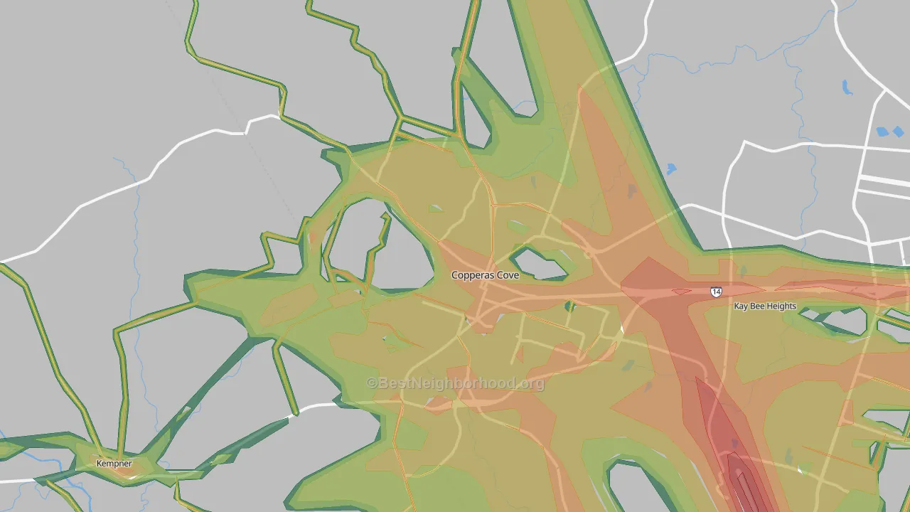 Copperas Cove, TX Map of Noise Levels in Copperas Cove