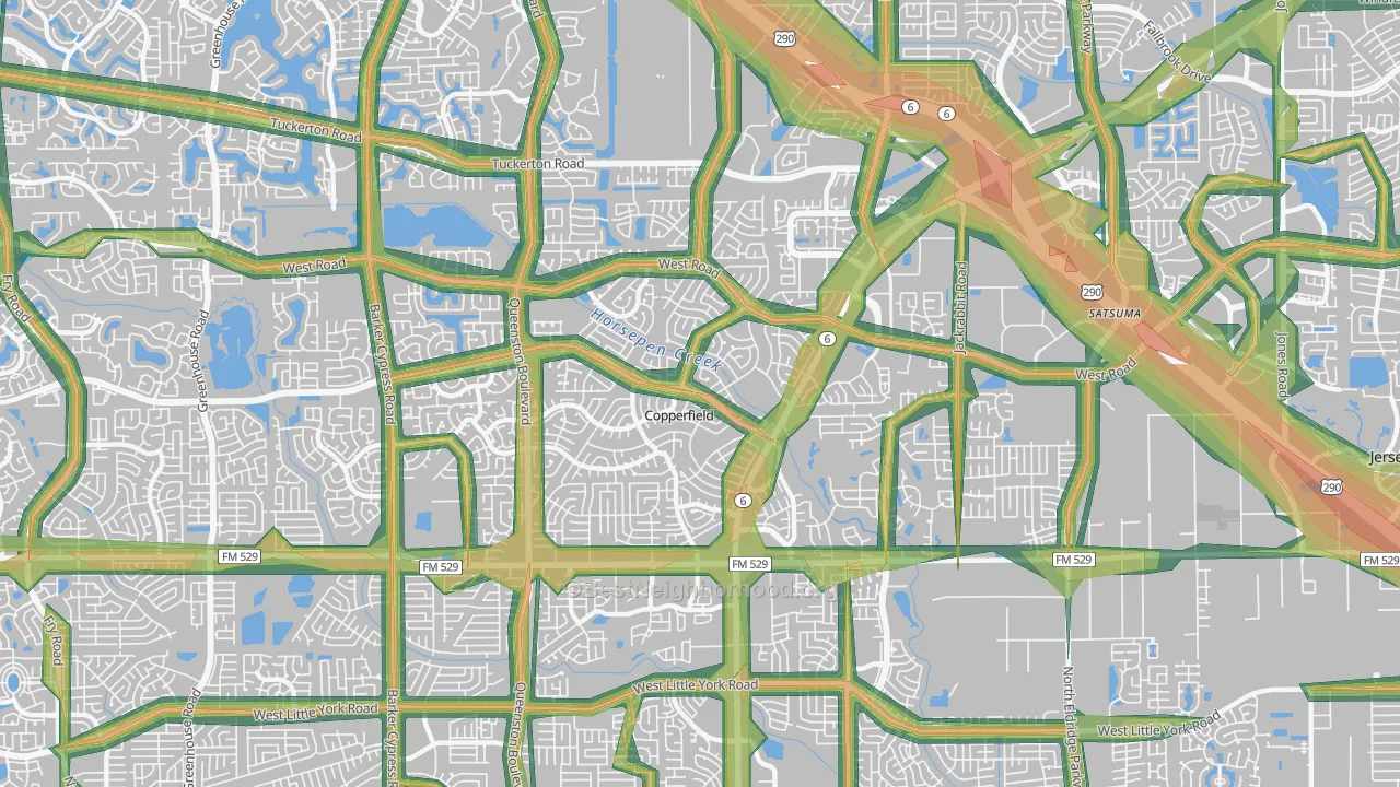 Copperfield, Houston, TX Map of Noise Levels in Copperfield